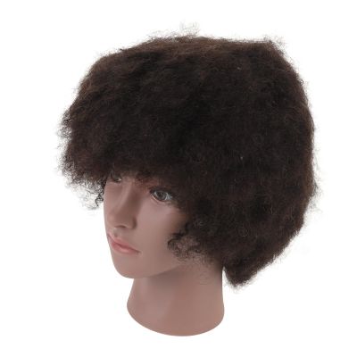 African Mannequin Head Curly Human Hair Black Skin PVC Resin Cosmetology Doll for Haircut Styles Display