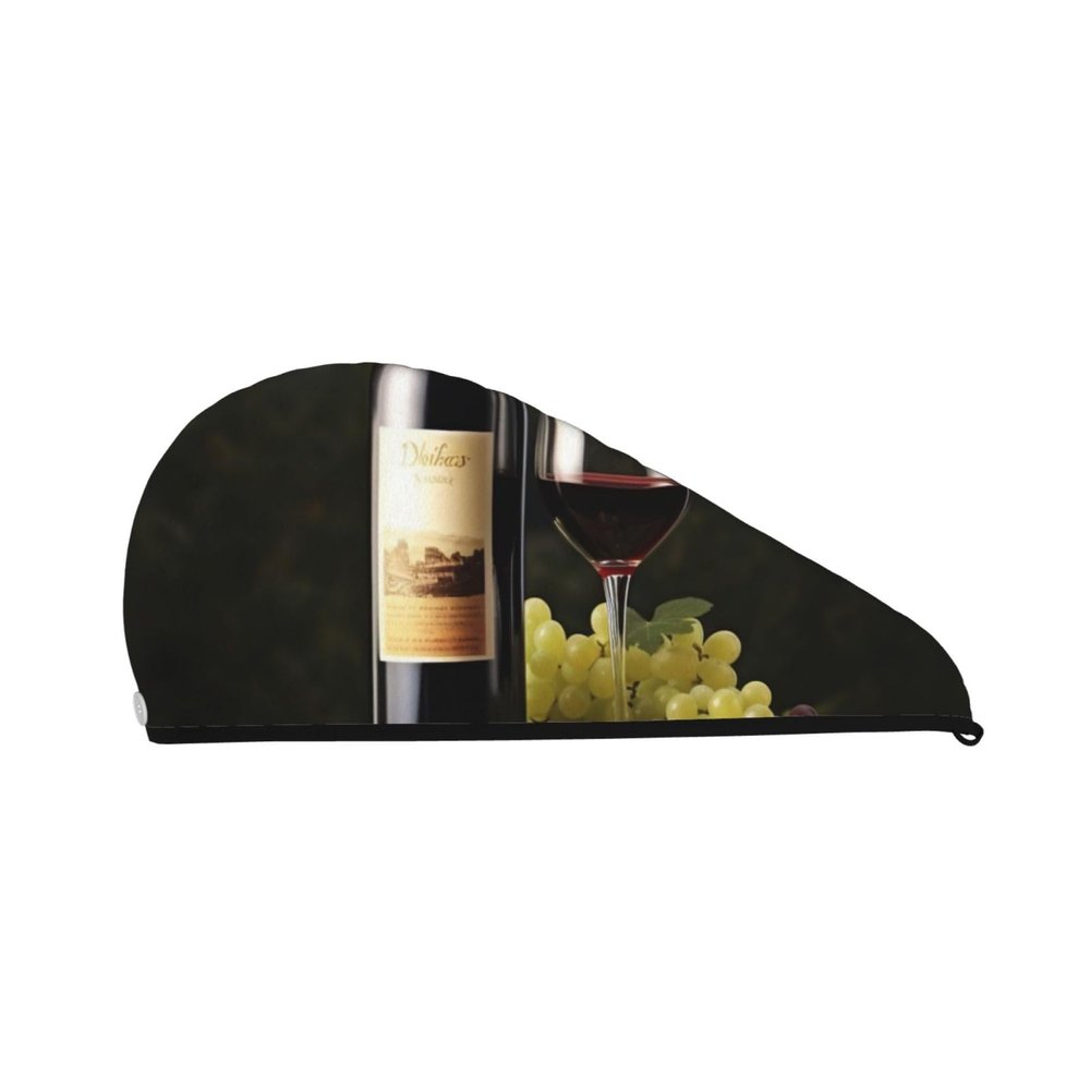 LHBWCVN Red Wine Hair Towel Wrap for Women Hair Cap Coral Velvet Hair Drying Cap with Button Super Absorbent Hair Drying Towel Quick Dry Hair Turban for Wet Hair Long Thick Hair