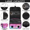 KFNHN Personalized Travel Toiletry Hanging Bag Waterproof Bags, Custom Name Cosmetic Makeup bag Toiletries Organizer Container Bag, Pink Glittering Gradient Pink Galaxy Background view 4