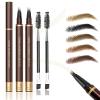 2PCS Microblading Eyebrow Pencil with Eyebrow Brush, Light Brown Eye-brow Pencils for Women, 2-In-1 Waterproof Eyebrow Pen with 4-Fork & Ultra-Precise Tips for Hair-Like Eyebrow Makeup (Light Brown) view 1