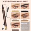 2PCS Microblading Eyebrow Pencil with Eyebrow Brush, Light Brown Eye-brow Pencils for Women, 2-In-1 Waterproof Eyebrow Pen with 4-Fork & Ultra-Precise Tips for Hair-Like Eyebrow Makeup (Light Brown) view 3
