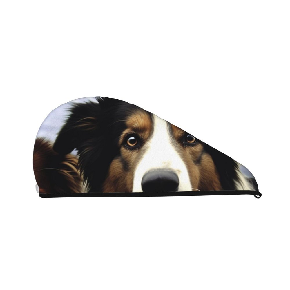 LHBWCVN Sheep Dog Hair Towel Wrap for Women Hair Cap Coral Velvet Hair Drying Cap with Button Super Absorbent Hair Drying Towel Quick Dry Hair Turban for Wet Hair Long Thick Hair