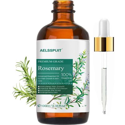 GOSNLDOW Rosemary Essential Oil for Hair Growth & Scalp Care - 3.38 Fl Oz (100ml) 100% Pure Organic Cold Pressed Oil in Glass Bottle - Aromatherapy Diffuser, Skin & Nail Treatment(Large, Rosemary)