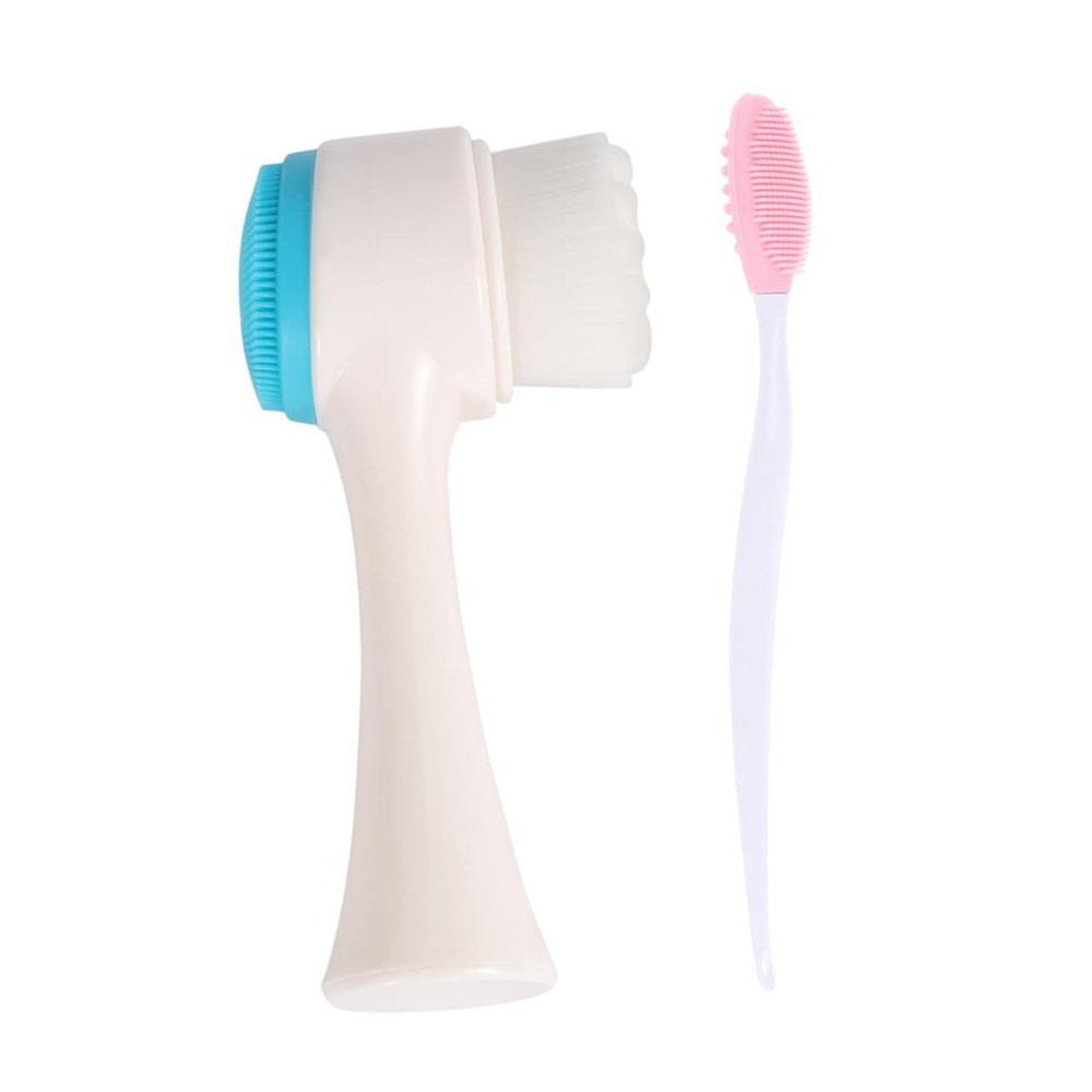 ARTSEWPLY 2pcs Double-Sided Silicone Facial Brush Deep Cleaning Manual Face and Nose Brush and Compact and Lightweight Beauty Tools for Refreshing Skin