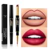 Rose Gold Metallic Women's Matte Lipstick, Waterproof Non-Fading Non-Stick Lipstick, 2-In-1 Lip Liner and Lipstick, (B) view 1