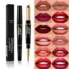 Rose Gold Metallic Women's Matte Lipstick, Waterproof Non-Fading Non-Stick Lipstick, 2-In-1 Lip Liner and Lipstick, (B) view 4