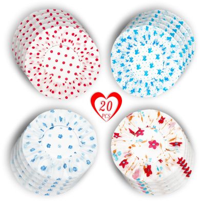20-Pack Reusable Waterproof Shower Caps - 27cm Durable Elastic Hair Caps for Women, Men & Kids, Colorful Patterns, Individually Wrapped, Perfect for Shower, Cooking, Spa, Hair Care & Stocking Stuffers