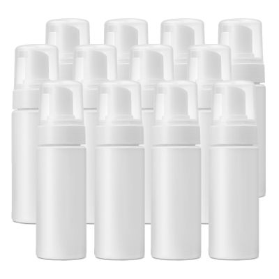 12-Pack White Foaming Pump Bottles - Empty Foaming Liquid Soap Dispensers - for Refillable Travel Hand Soap Shampoo Foaming Castile Cosmetics - BPA Free (163ml/5.5oz) (White)