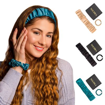 100% Pure Mulberry Silk Headband for Women  Ultra Thin Scrunchy, Adjustable Hairband for Washing Face, Skincare, Makeup & Sports  Prevents Frizz & Breakage, Great for Curly Hair (Teal)