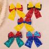Koolgil 5 Inch Glitter Big Bow Sequins Bling Hair Clip Cheerleading Hair Bow with Alligator Clips Hair Accessories for Women Teens Girls Kids (A- Red Black Yellow) view 4