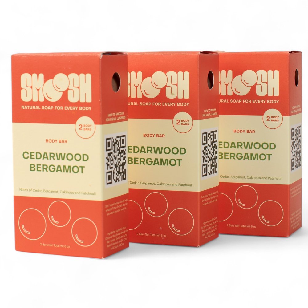 Smoosh Bar Soap 6-Pack, Cedarwood Bergamot - Natural, Cold-Process Bar Soap for All Skin Types