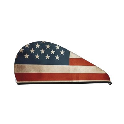 STVYUKL Vintage American USA Flag Hair Drying Cap Super Absorbent Soft Hair Drying Towel Quick Dry Coral Velvet Drying Hair Caps Hair Turban for Women Wet Hair Long Thick Hair