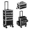 Black Makeup Train Case Professional Makeup Storage Organizer Box Make Up Carrier,Nail Case for Nail Tech Organizer - Wheels Makeup Case Organizer, Cosmetic Case, Makeup Train Case, Make Up Case view 1