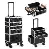Black Makeup Train Case Professional Makeup Storage Organizer Box Make Up Carrier,Nail Case for Nail Tech Organizer - Wheels Makeup Case Organizer, Cosmetic Case, Makeup Train Case, Make Up Case view 2