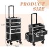 Black Makeup Train Case Professional Makeup Storage Organizer Box Make Up Carrier,Nail Case for Nail Tech Organizer - Wheels Makeup Case Organizer, Cosmetic Case, Makeup Train Case, Make Up Case view 3