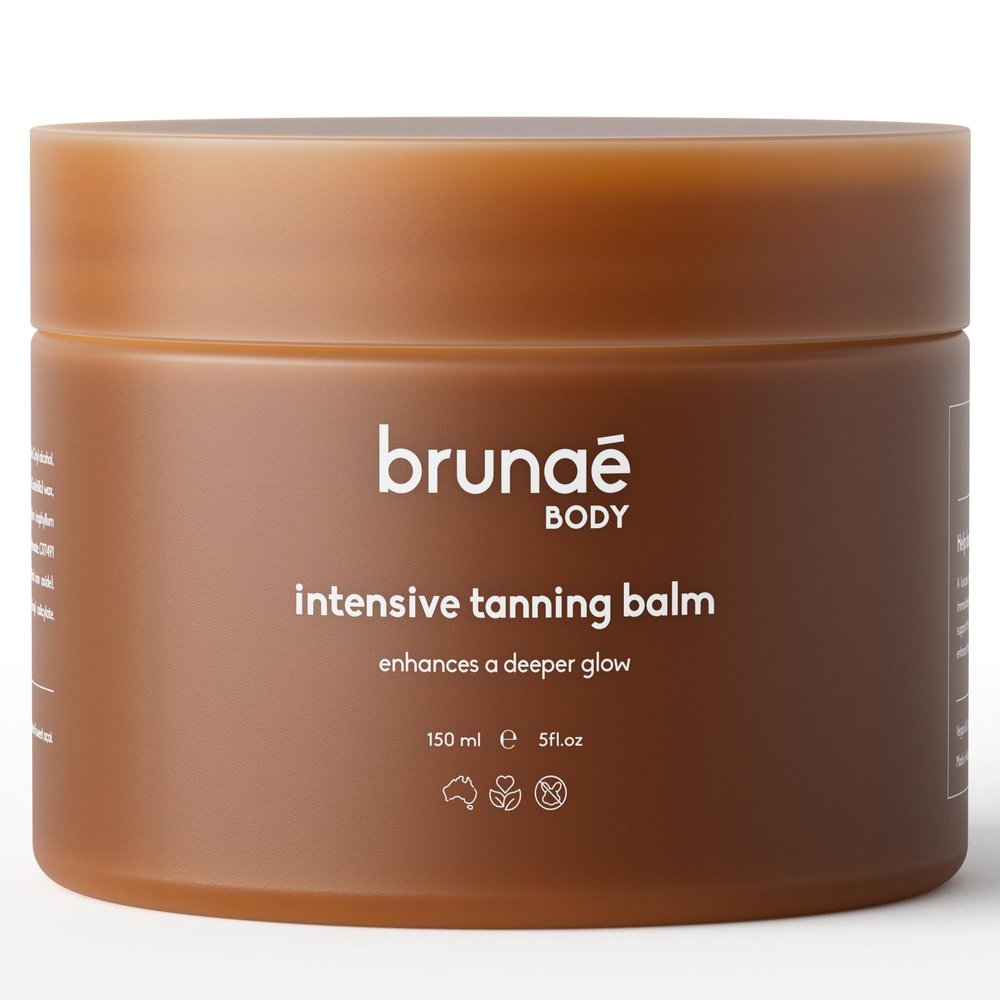 BRUNAE BODY Intensive Tanning Bed Balm [FOR DARKER & FASTER TAN] - Natural Tan Accelerator Lotion for Sunbed - Sun Tanning Lotion for Women & Men with Tamanu & Acai Oil - 100% Vegan & Australian Made