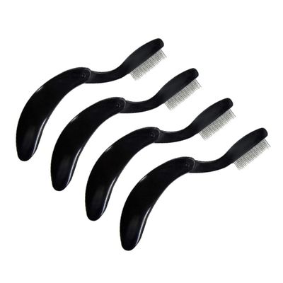 DECOMELODY Folding Eyebrow Lash Comb 4pcs Curved Eyebrow Comb Plastic Handle Metal Needle Beauty Tool