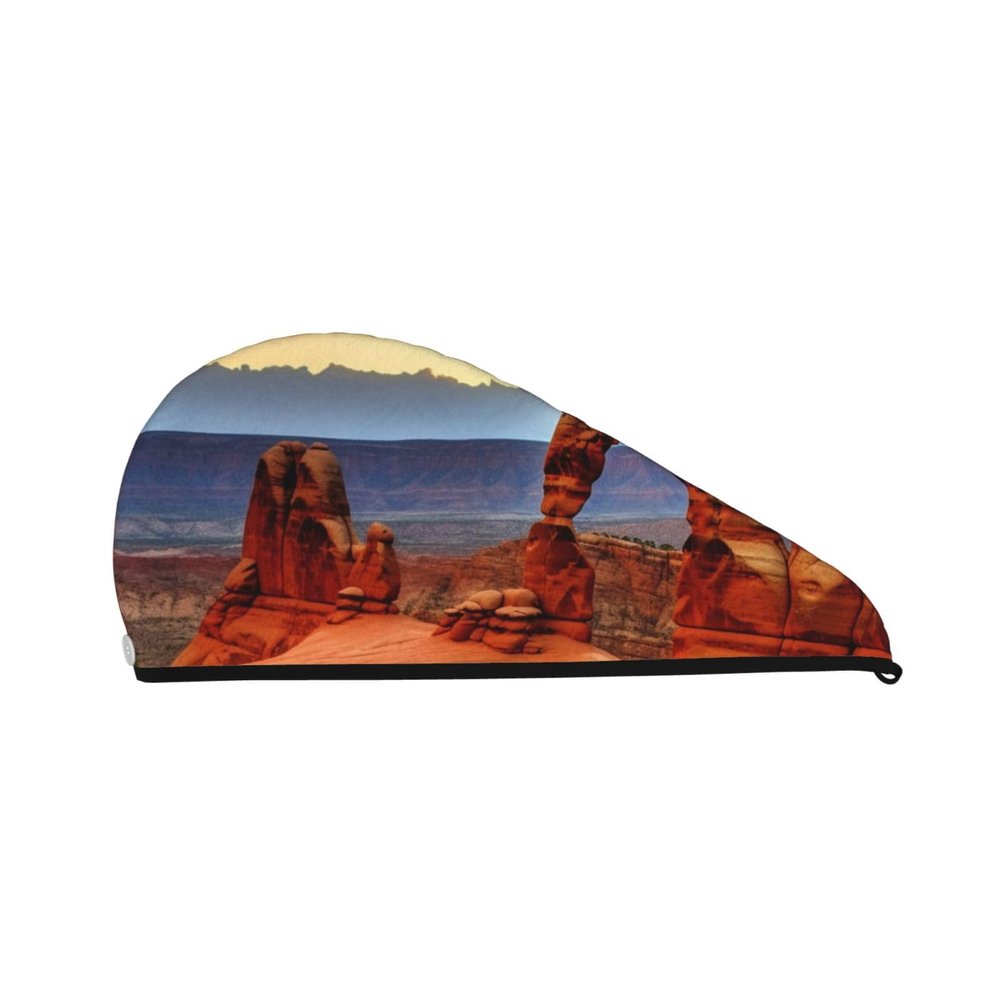 STVYUKL Arches National Park Hair Drying Cap Super Absorbent Soft Hair Drying Towel Quick Dry Coral Velvet Drying Hair Caps Hair Turban for Women Wet Hair Long Thick Hair