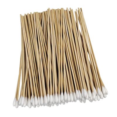 100 Pcs 6 Inch Long Bamboo Cotton Swabs with Wooden Handles-Cotton Tip Applicators for Cleaning, Makeup, Pets Care,Remover - For Ceramics, Jewelry (100)