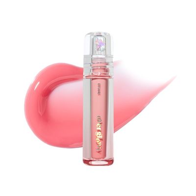 ETUDE Over Glowy Lip Gloss #2 Cotton Candy | Non-Sticky Vegan Lip Tint | Moisturized & Long-lasting Lip Gloss | Daily Tint for Dry Lips, Korean Makeup, K-beauty, Perfect for Gift