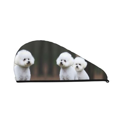 STVYUKL Bichon Frise Hair Drying Cap Super Absorbent Soft Hair Drying Towel Quick Dry Coral Velvet Drying Hair Caps Hair Turban for Women Wet Hair Long Thick Hair