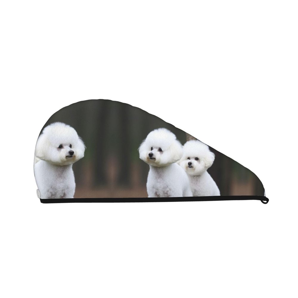 STVYUKL Bichon Frise Hair Drying Cap Super Absorbent Soft Hair Drying Towel Quick Dry Coral Velvet Drying Hair Caps Hair Turban for Women Wet Hair Long Thick Hair