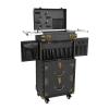 GONGDUN 4 Tier Rolling Makeup Train Case Hairdressing Trolley Retro Stylist Beauty Salon Cosmetic Travel Case Large Barber Case Trolley with Lock and Wheels Barber Station Traveling Cart view 1