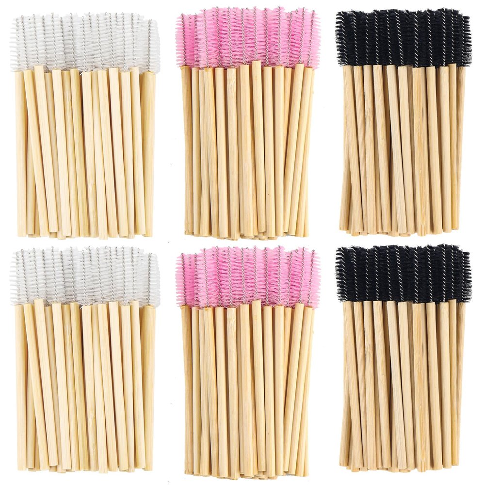 300PCS Disposable Mascara Wands Spoolie Brush Crystal Eyebrow Brushes Eyelash Extension Applicator Makeup Kits Bamboo Mascara Brush