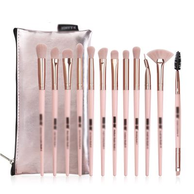 KOMFGT 12pcs Eye Makeup Brushes Set with Cosmestic Bag Rose Gold Make Up Brush Eyeshadow Blending Make Up Brush