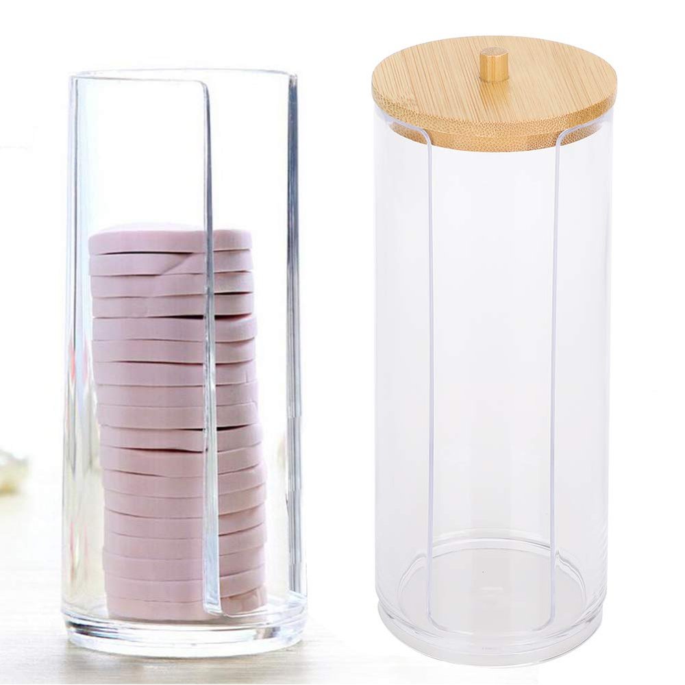 2PCS Cotton Round Holder, Cotton Pad Holder Transparent Cotton Pad Holder Makeup Removers Pad Organizer with Lid for Bathroom