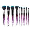 KOMFGT Makeup Brush Set, 10 Piece Makeup Brush Crystal Handle, Advanced Rainbow Color Makeup Brush Set Foundation Mix Eyeshadow Blush Concealer Transparent Handle (Purple3) view 1