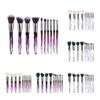 KOMFGT Makeup Brush Set, 10 Piece Makeup Brush Crystal Handle, Advanced Rainbow Color Makeup Brush Set Foundation Mix Eyeshadow Blush Concealer Transparent Handle (Purple3) view 2