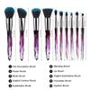 KOMFGT Makeup Brush Set, 10 Piece Makeup Brush Crystal Handle, Advanced Rainbow Color Makeup Brush Set Foundation Mix Eyeshadow Blush Concealer Transparent Handle (Purple3) view 3