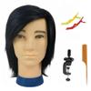 Mannequin Head Human Hair Barber Mannequin Head Male for Hairdressers Training Head for Hair Styling and Cutting view 1