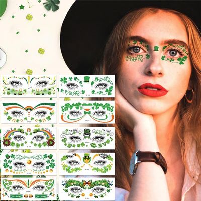 10 Sheets St Patricks Day Temporary Tattoos - St Patricks Day Shamrock Tattoos Face, Saint Patricks Day Shamrock Face Stickers, Waterproof Clover Tattoos Art Make up St Patricks Day Accessories