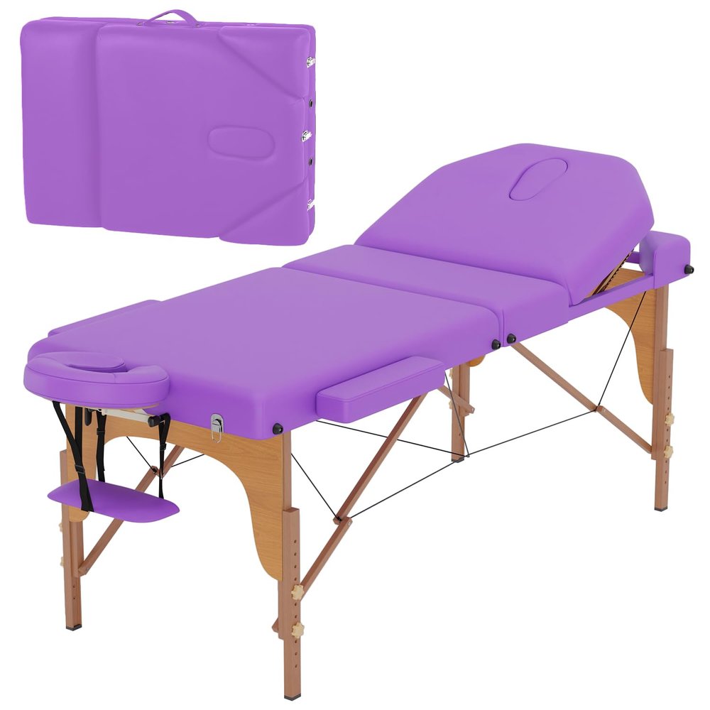 BestMassage Massage Bed Portable Massage Table 77" L 28" W Lash Bed Height Adjustable 3 Folding PU Leather with Oxford Bag for Spa Footmassage Facial CareSpa Tattoo