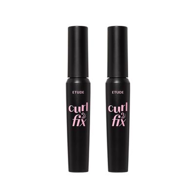 ETUDE Curl Fix Mascara Volume 1+1 Set, Lash Mascara, Strong Curl Up, Long-Lasting, Waterproof, Light-Weight, Korean Makeup, Beauty, Vegan Certified (0.54 Fl Oz)
