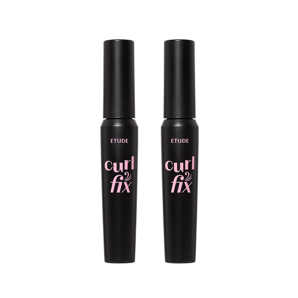 ETUDE Curl Fix Mascara Volume 1+1 Set, Lash Mascara, Strong Curl Up, Long-Lasting, Waterproof, Light-Weight, Korean Makeup, Beauty, Vegan Certified (0.54 Fl Oz)