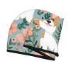 Corgi Floral Flowers Spring Garden Hair Towel Wrap for Women Hair Cap Coral Velvet Hair Drying Cap with Button Super Absorbent Hair Drying Towel Quick Dry Hair Turban for Wet Hair Long Thick Hair view 3