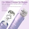 Akunbem Bikini Trimmer for Women - 2 in 1 Electric Razors for Women - Dual Head Electric Shaver - IPX7 Waterproof Wet & Dry Use Body Hair Trimmer and Facial Hair Remover for Bikini Underarm Leg Arm view 2