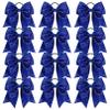 12PCS Glitter Cheer Bow 8" Large Blue Cheer Bows Bulk Hair Bows Girls Cheerleading Bows Elastic Band Ponytail Holder for Teen Girls College Sports Competition view 1