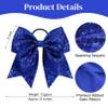 12PCS Glitter Cheer Bow 8" Large Blue Cheer Bows Bulk Hair Bows Girls Cheerleading Bows Elastic Band Ponytail Holder for Teen Girls College Sports Competition view 2
