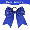 12PCS Glitter Cheer Bow 8" Large Blue Cheer Bows Bulk Hair Bows Girls Cheerleading Bows Elastic Band Ponytail Holder for Teen Girls College Sports Competition view 3