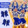 12PCS Glitter Cheer Bow 8" Large Blue Cheer Bows Bulk Hair Bows Girls Cheerleading Bows Elastic Band Ponytail Holder for Teen Girls College Sports Competition view 4