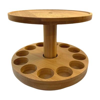 2 Tier Diffuser Holder And essentiall Oil Holder Carousel, Wooden Diffuser Stand 12 Bottles essentiall Oil Storage Rack, Space Saving