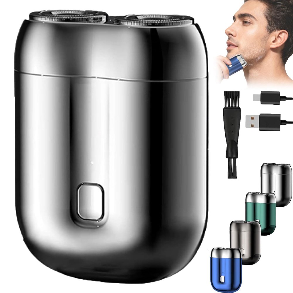 Dual-Head Electric Shaver, Rechargeable Waterproof Mini Shavers, Pocket Size Compact Shaver for Men
