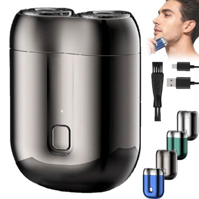 Dual-Head Electric Shaver, Rechargeable Waterproof Mini Shavers, Pocket Size Compact Shaver for Men
