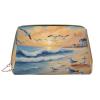 WBQLSL airborne seagulls Leather makeup bag, portable large-capacity makeup storage bag, carry-on travel with pocket makeup bag view 1