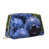 WBQLSL blueberries Leather makeup bag, portable large-capacity makeup storage bag, carry-on travel with pocket makeup bag view 2
