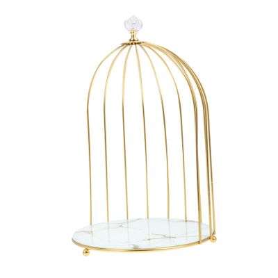 ADOCARN Bird Cage Shaped Makeup Organizer Stand for Cosmetics Elegant Desktop Storage Rack for Lipsticks and Perfumes Decorative Dresser Display for